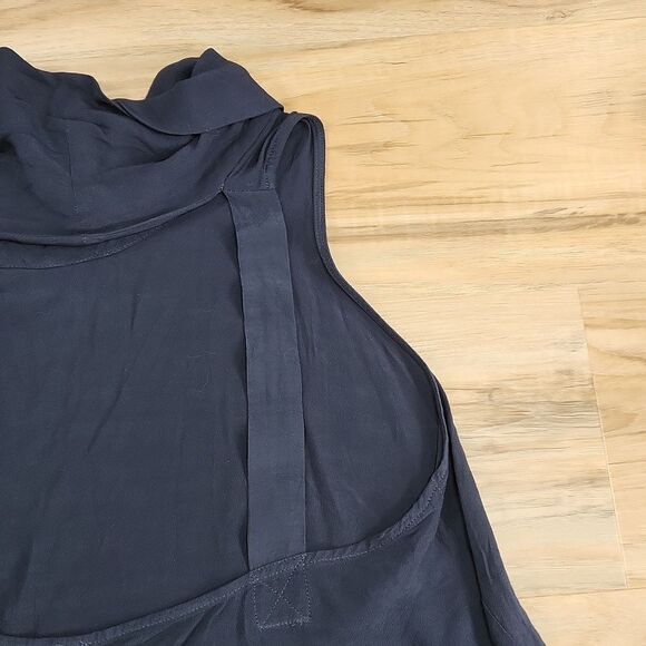 🔹️NWT Free People Blue Rayon Cowl Neck Open Back Sleeveless Top Large - Picture 9 of 11